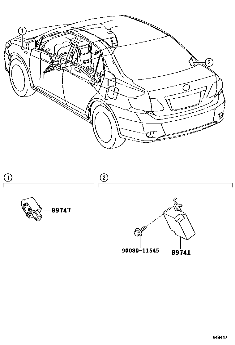 Toyota COROLLA 遥控门锁 EPC diagram — 849417