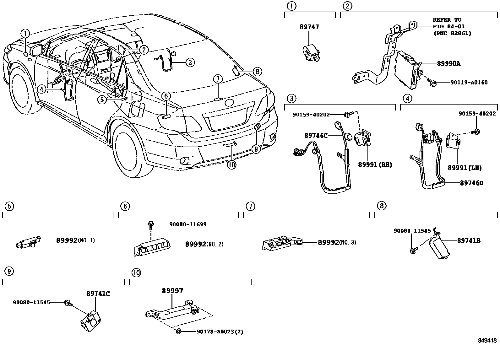 Toyota COROLLA 遥控门锁 EPC diagram — 849418