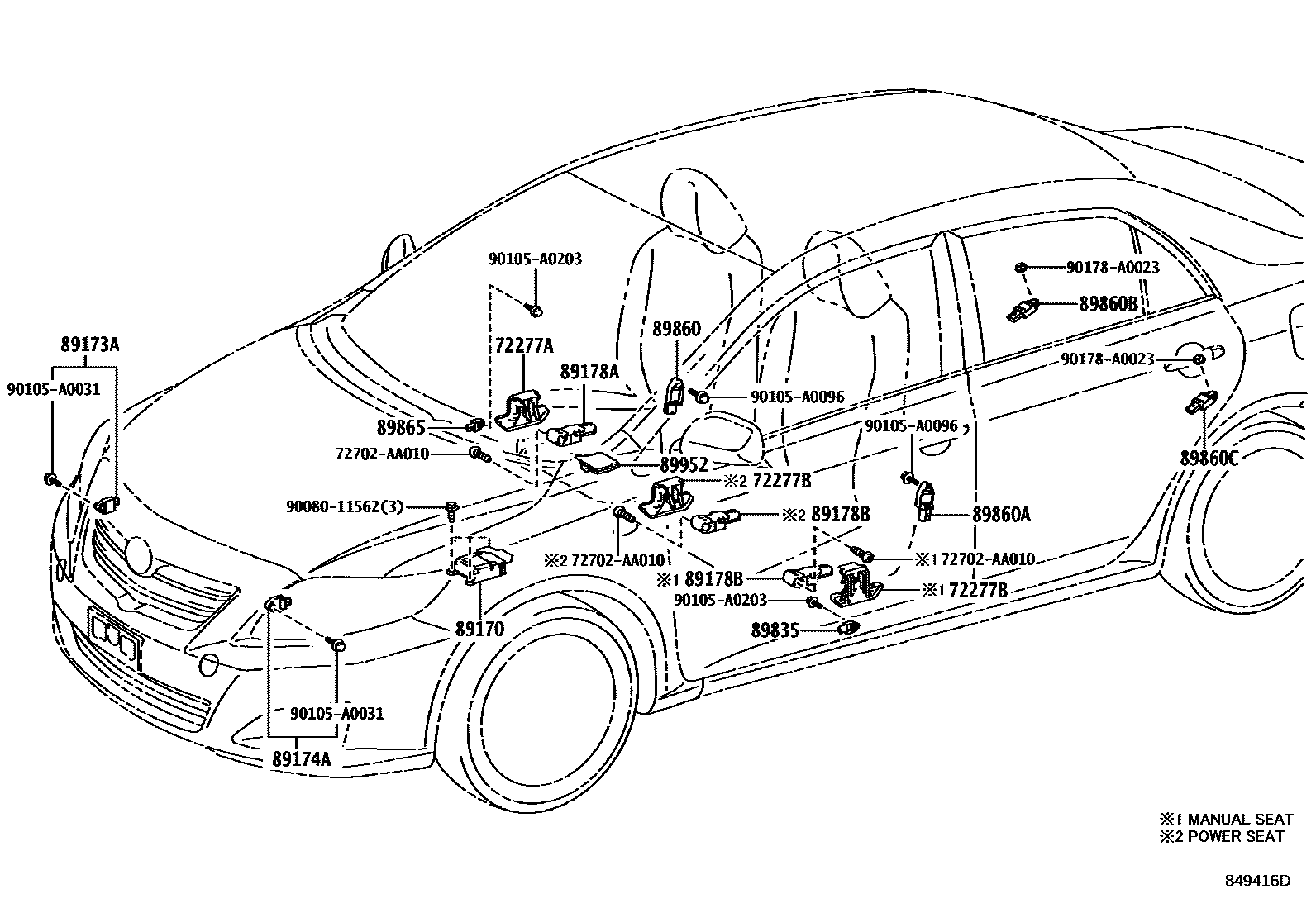 Toyota COROLLA 空气囊 EPC diagram — 849416D