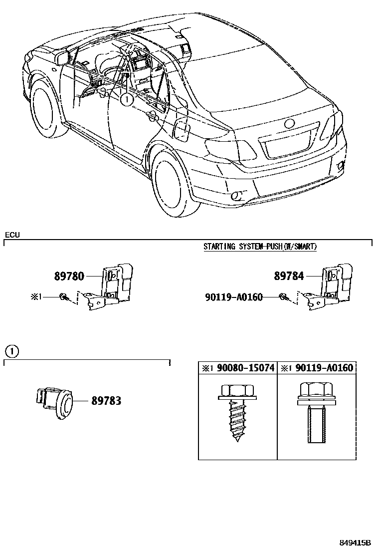 Toyota COROLLA 防盗装置 EPC diagram — 849415B