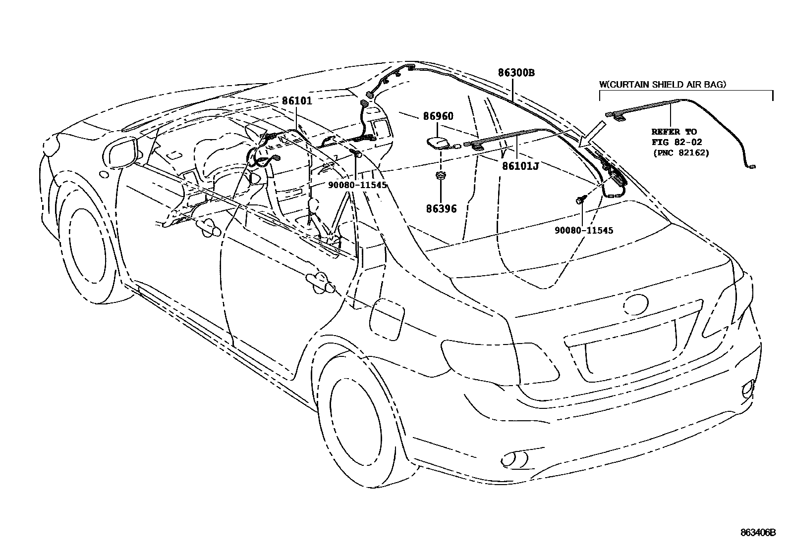 Toyota COROLLA antenna EPC diagram — 863406B