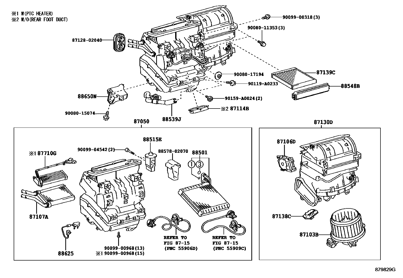 Toyota COROLLA 暖风和空调系统 - 冷却器组件 EPC diagram — 879829G