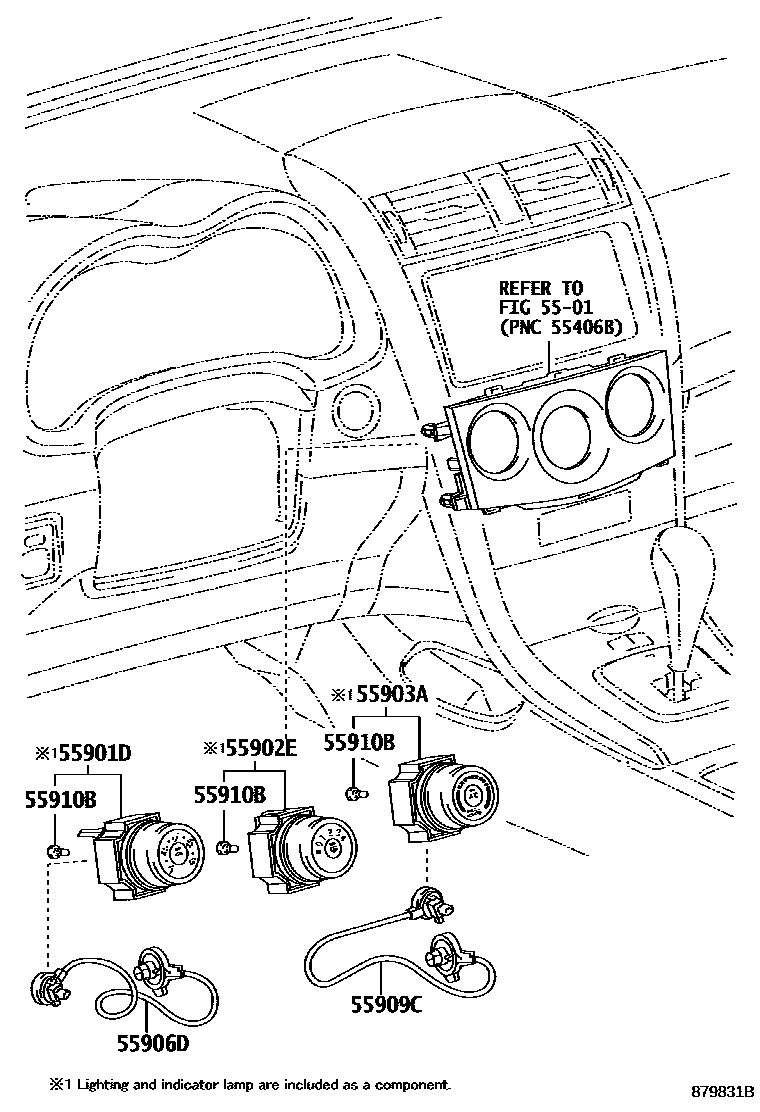 Toyota COROLLA 暖风和空调系统 - 控制器和风管 EPC diagram — 879831B