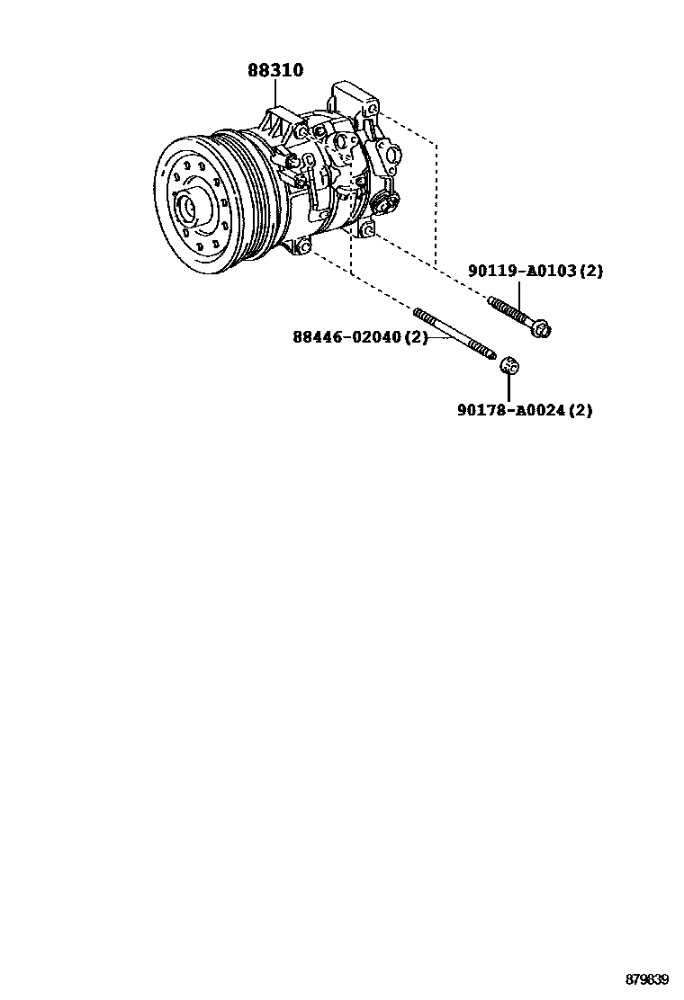 Toyota COROLLA Heating & Air Conditioning - Compressor EPC diagram — 879839