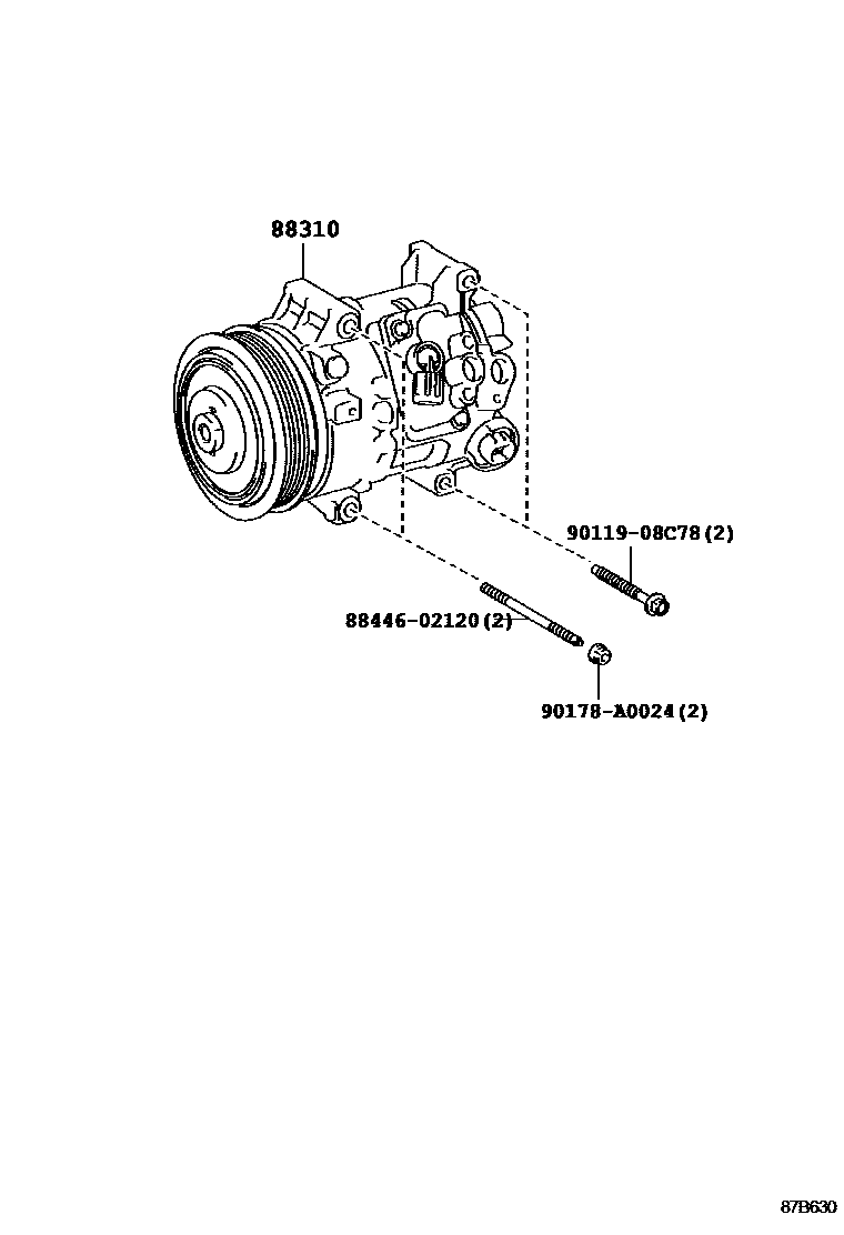 Toyota COROLLA Heating & Air Conditioning - Compressor EPC diagram — 87B630