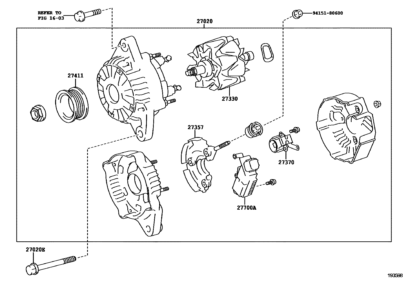 Toyota COROLLA Alternator EPC diagram — 193598