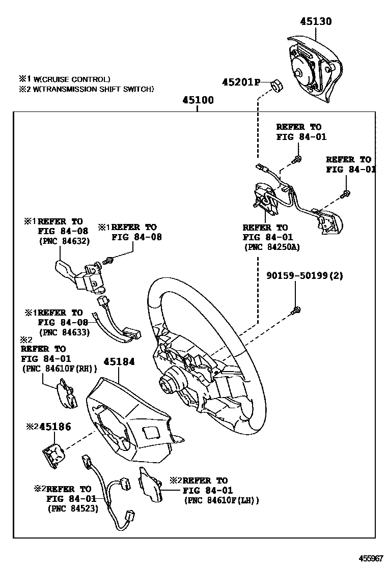 Toyota COROLLA Steering Wheel EPC diagram — 455967