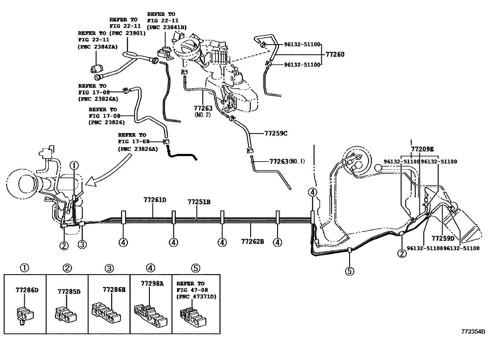 Toyota COROLLA 燃油箱和燃油管 EPC diagram — 772354B