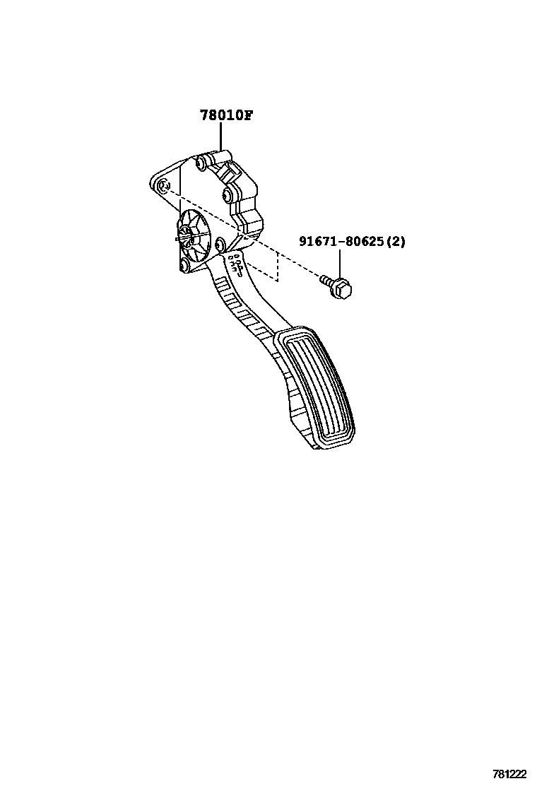 Toyota COROLLA accelerator pedal connecting rod EPC diagram — 781222
