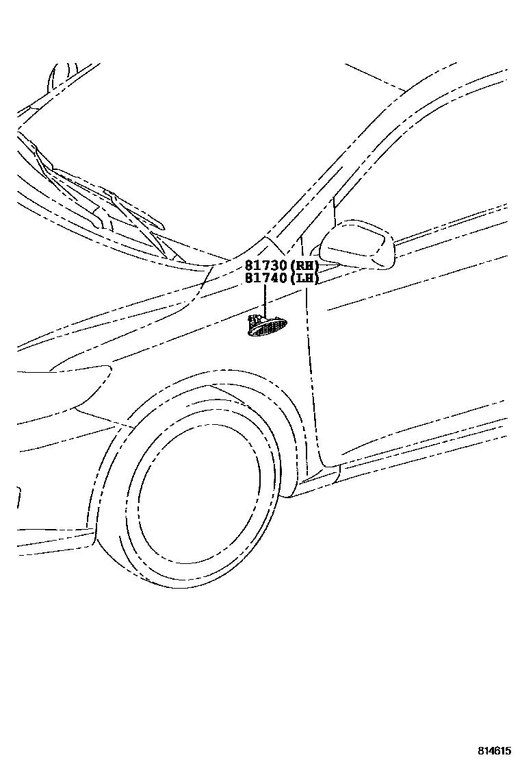 Toyota COROLLA Side Turn Signal & Outer Mirror Lamp EPC diagram — 814615