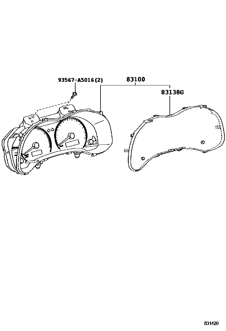 Toyota COROLLA 仪表 EPC diagram — 831420