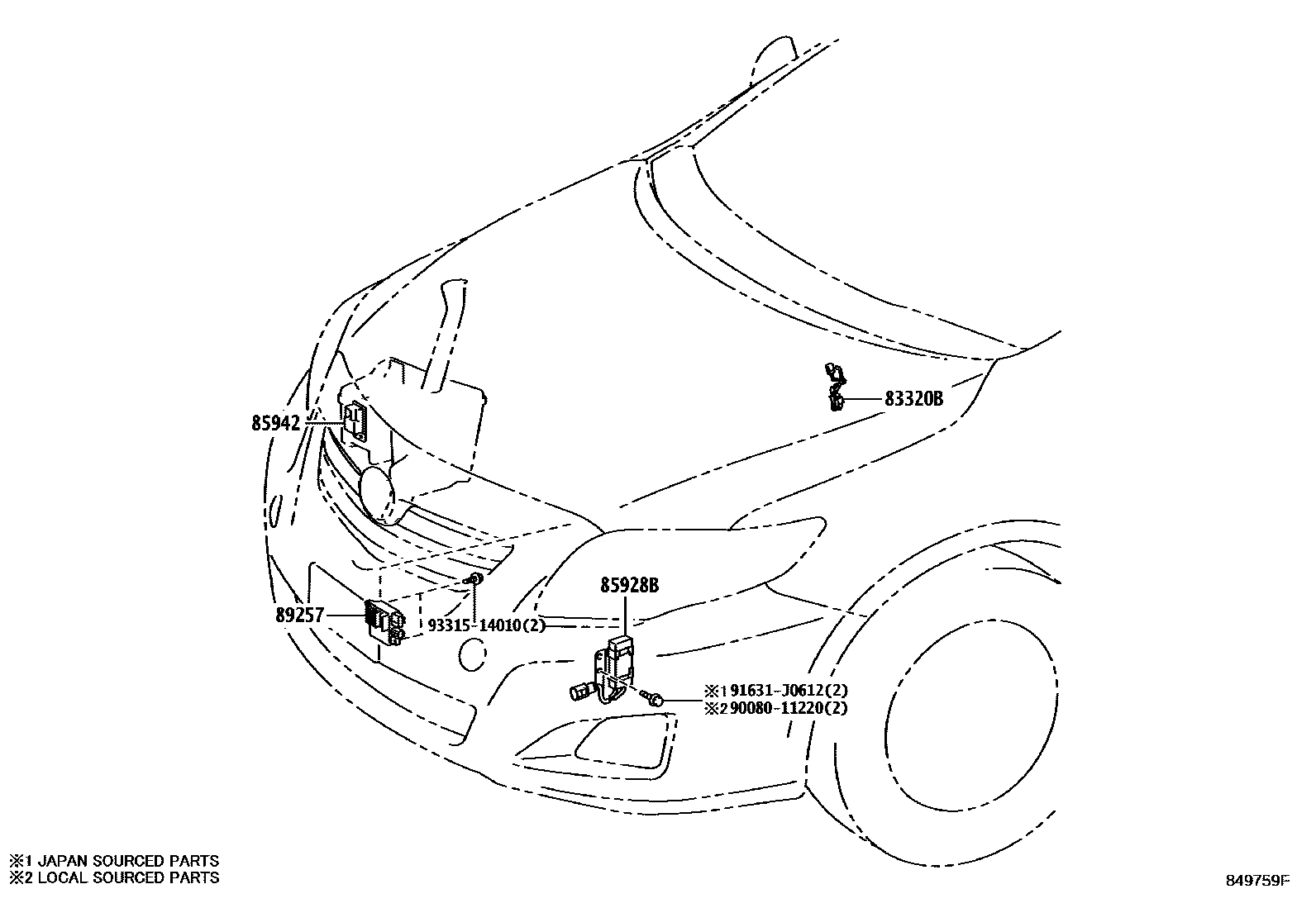Toyota COROLLA 开关和继电器和ECU EPC diagram — 849759F