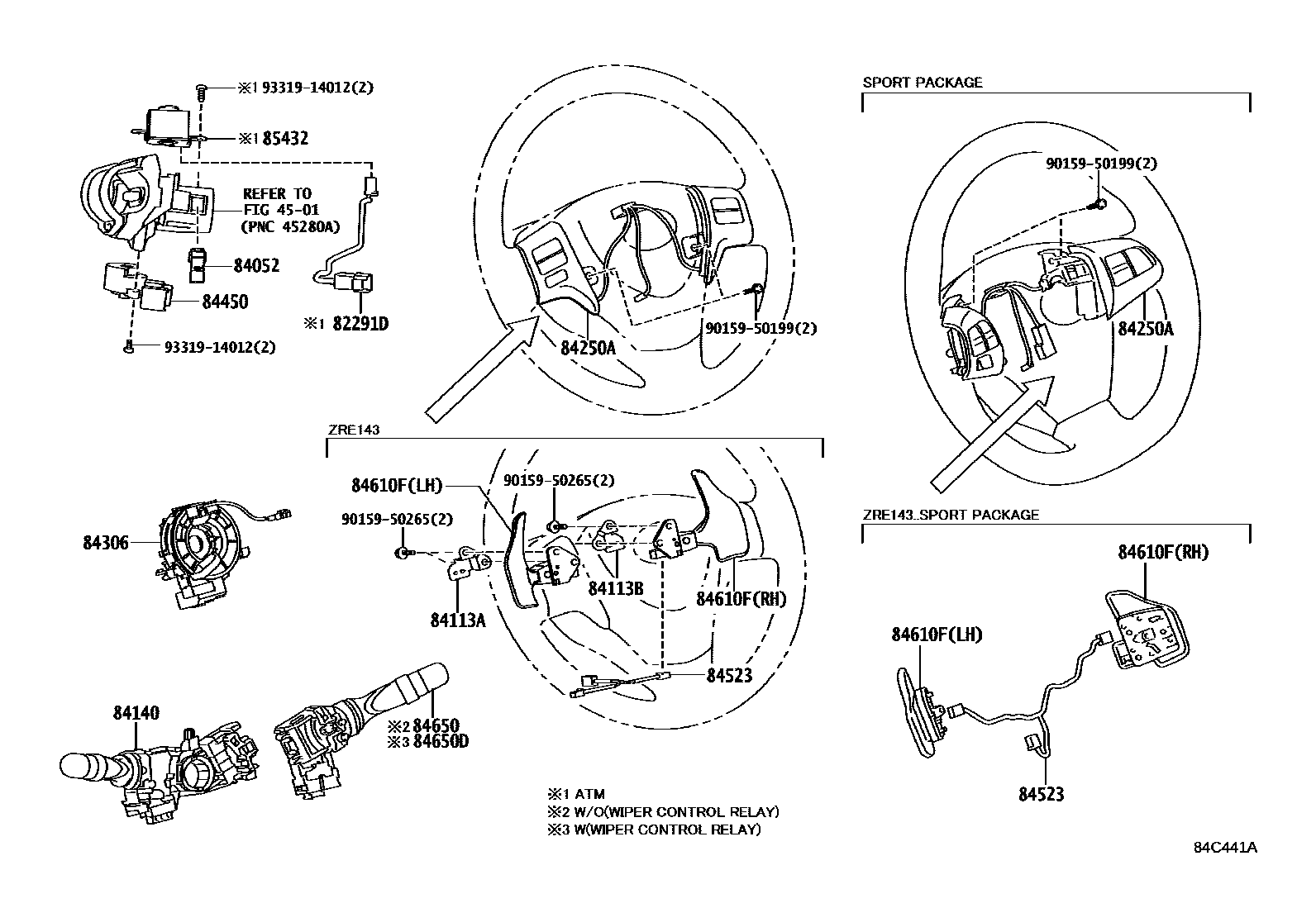 Toyota COROLLA 开关和继电器和ECU EPC diagram — 84C441A