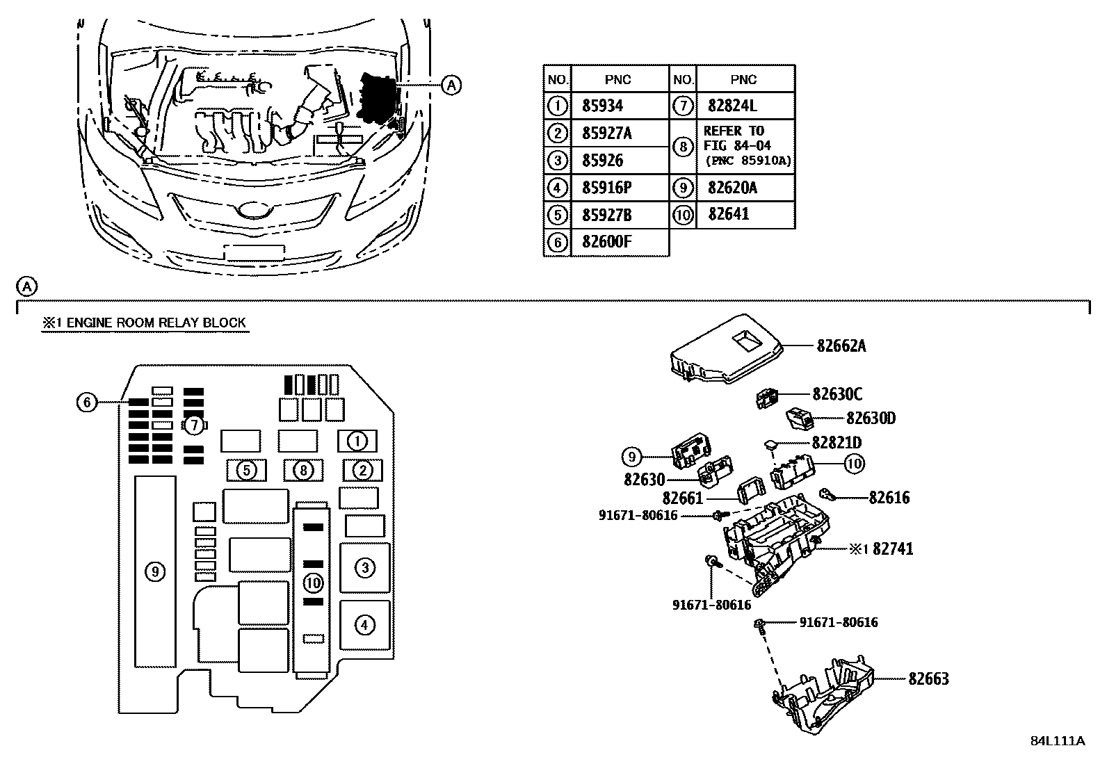 Toyota COROLLA 开关和继电器和ECU EPC diagram — 84L111A