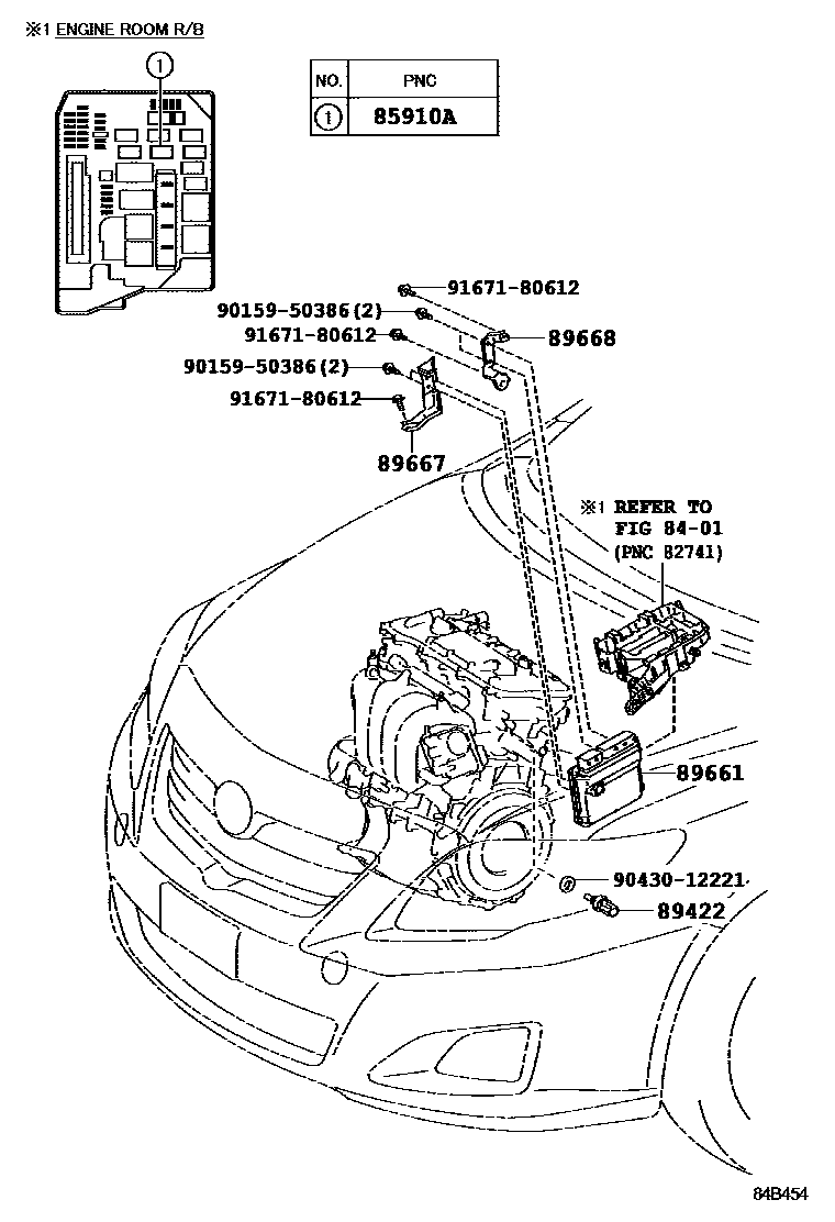 Toyota COROLLA 电子燃油喷射系统 EPC diagram — 84B454