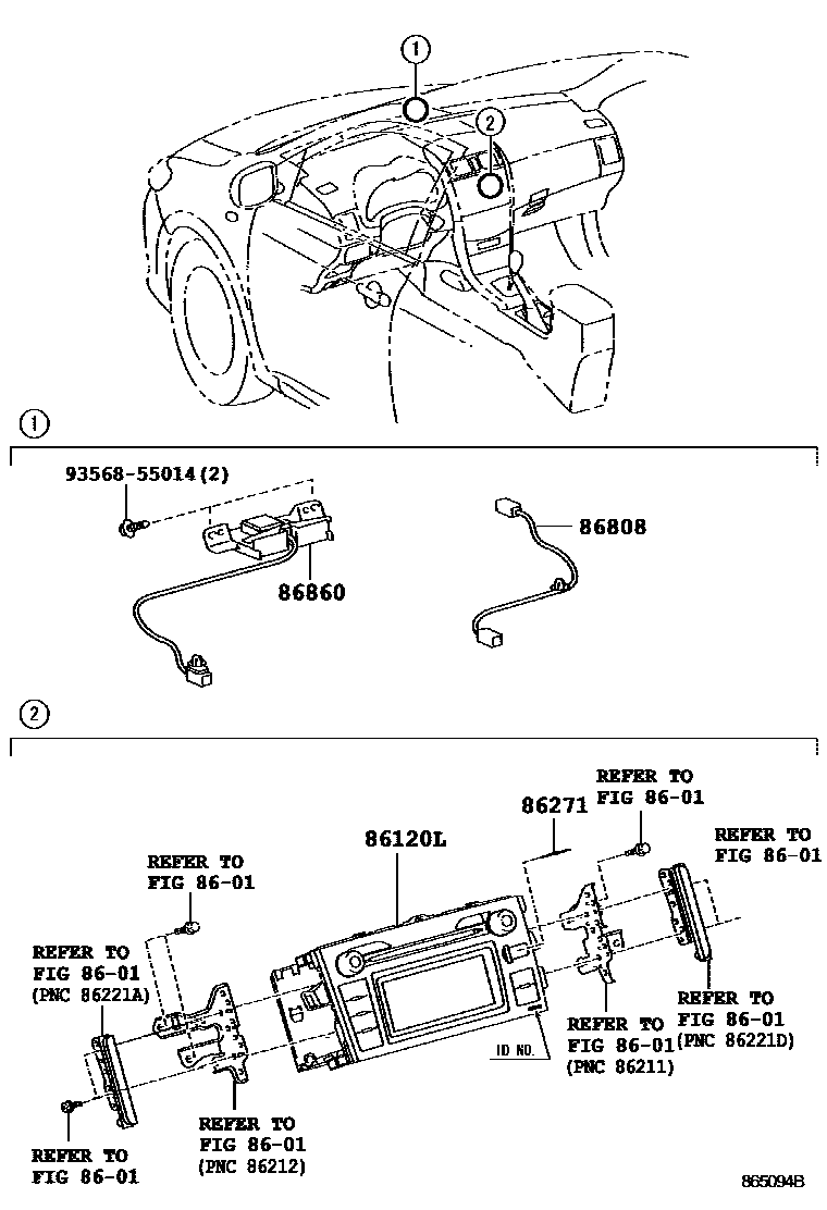 Toyota COROLLA 导航和前监视器显示屏 EPC diagram — 865094B