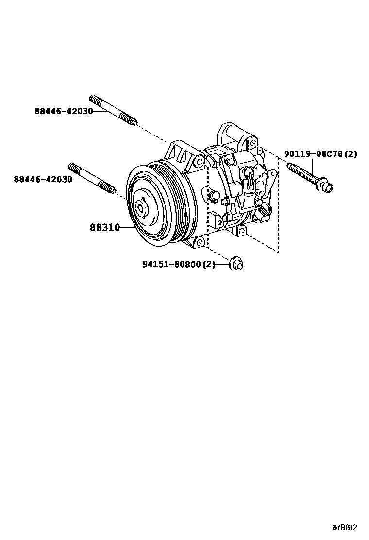 Toyota COROLLA Heating & Air Conditioning - Compressor EPC diagram — 87B812