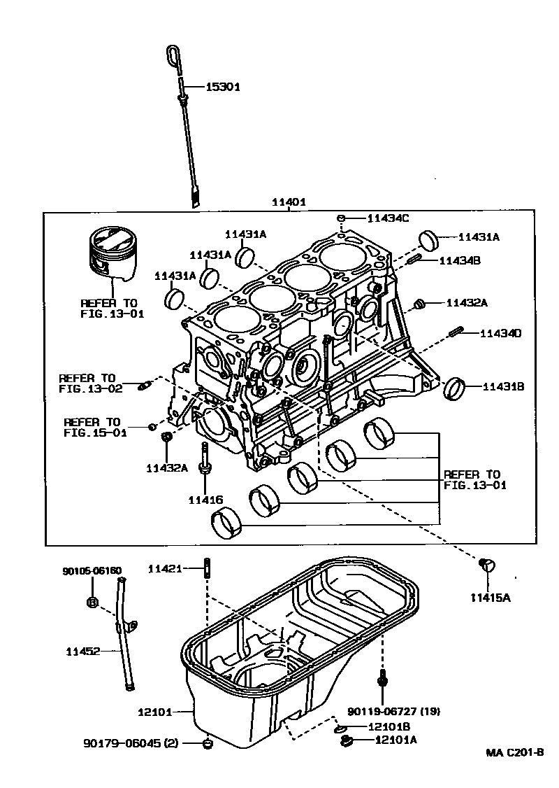 Toyota COROLLA Cylinder Block EPC diagram — MAC201B