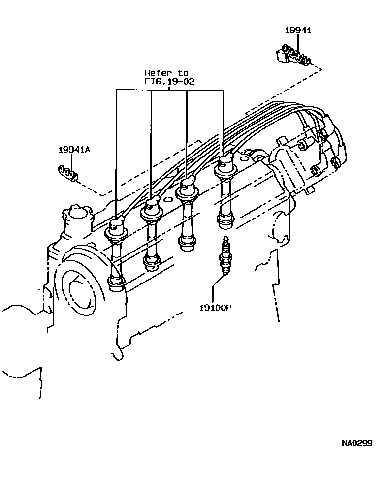 Toyota COROLLA 点火线圈和火花塞 EPC diagram — NA0299