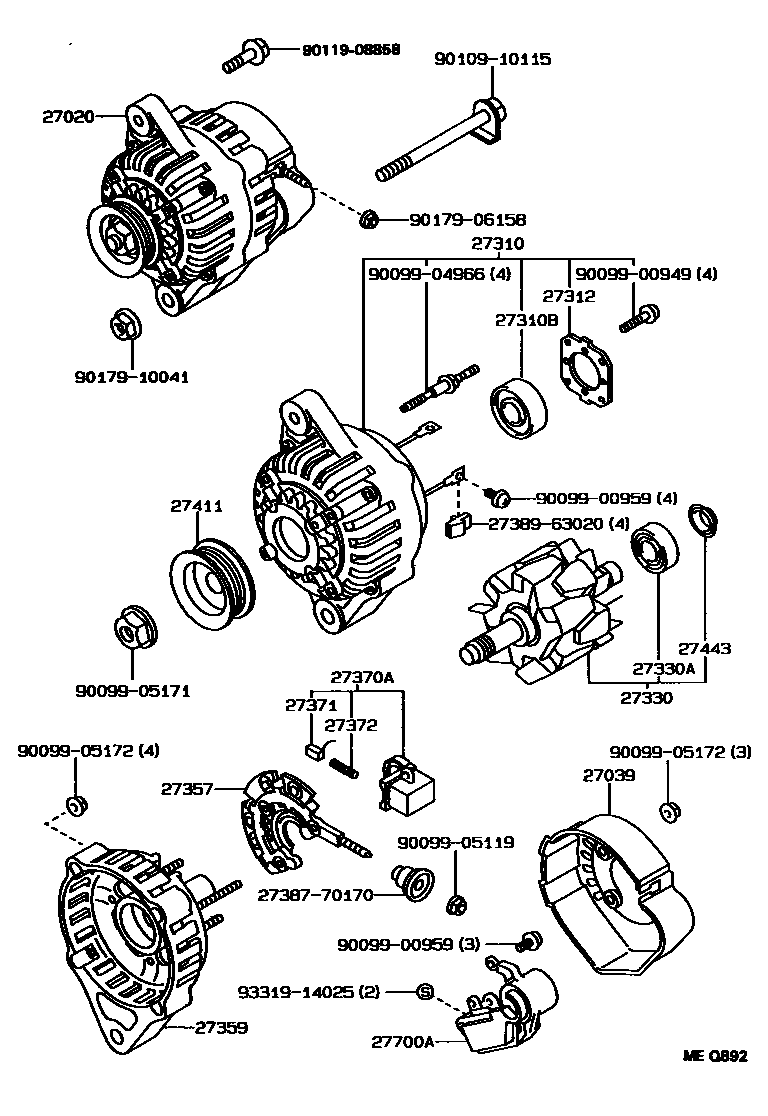 Toyota COROLLA Alternator EPC diagram — MEQ892