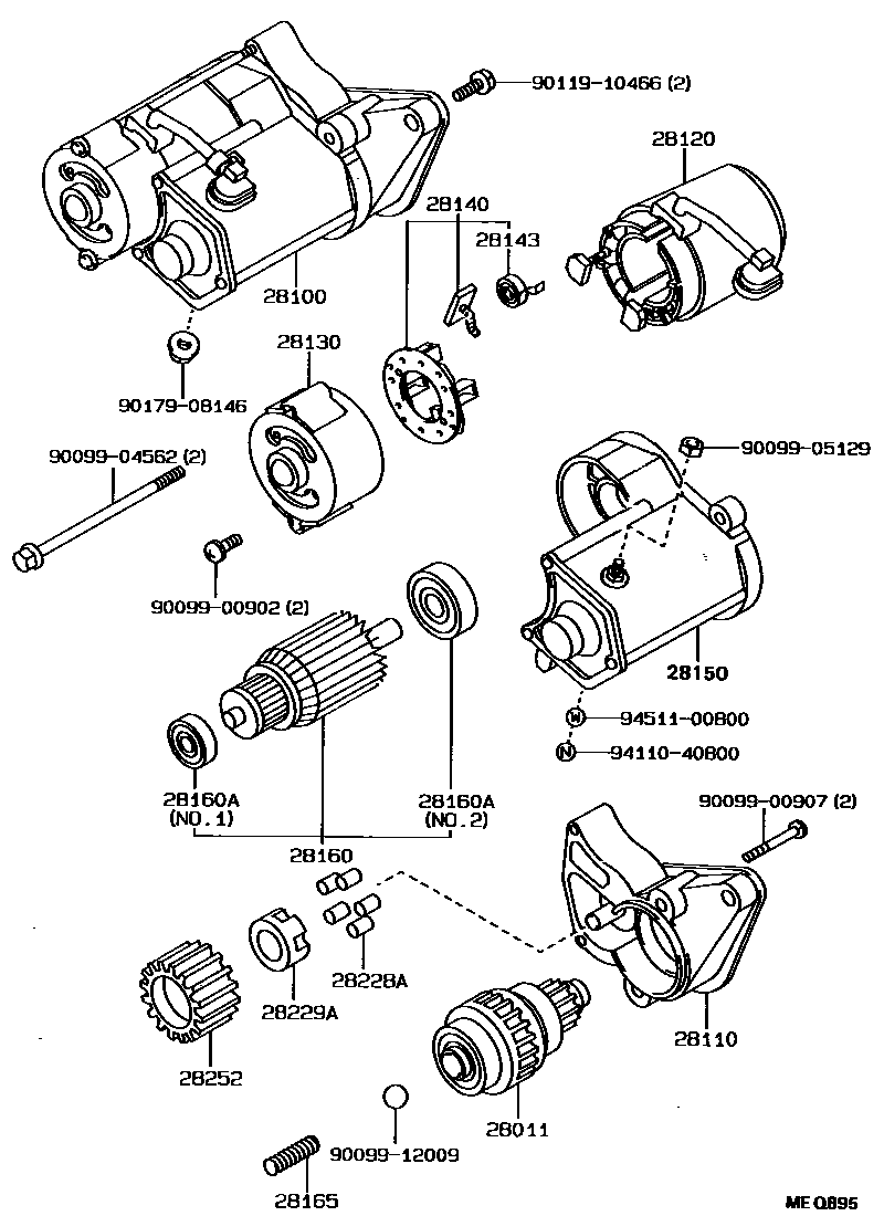 Toyota COROLLA 起动机 EPC diagram — MEQ895