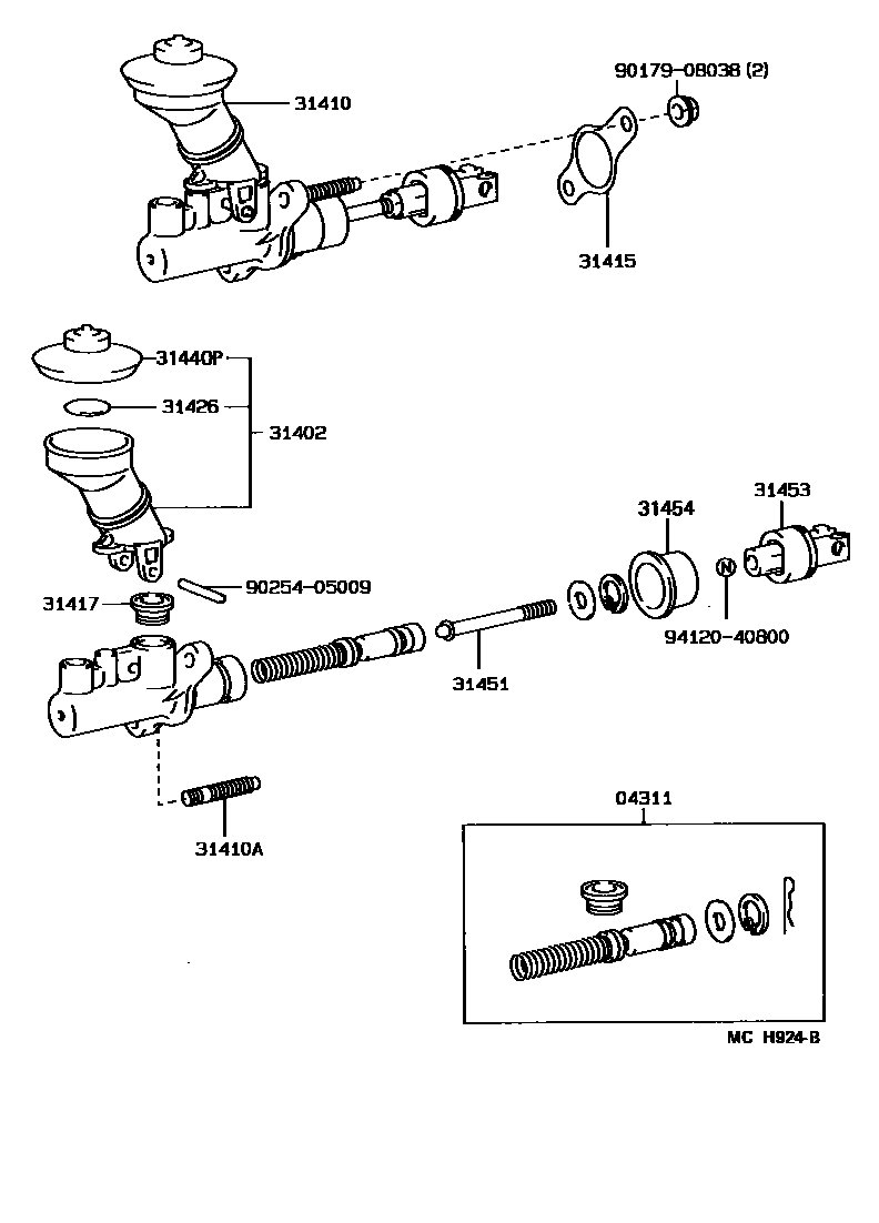 Toyota COROLLA 离合器总泵 EPC diagram — MCH924B