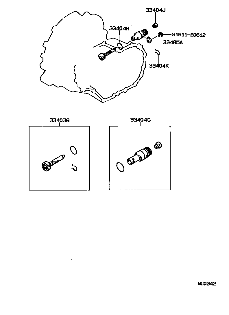 Toyota COROLLA 速度表从动齿轮(ATM) EPC diagram — NC0342