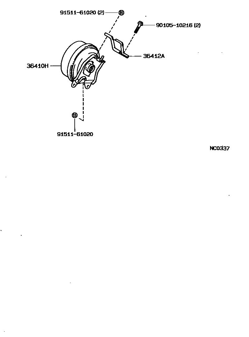 Toyota COROLLA 膜片缸和分动器真空执行器 EPC diagram — NC0337