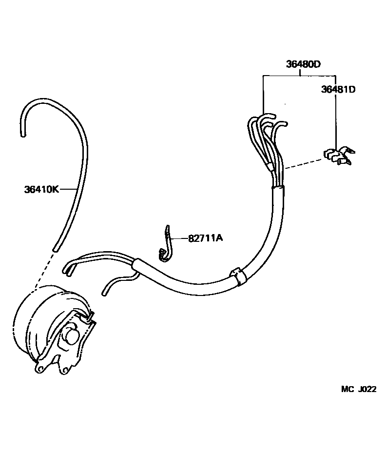 Toyota COROLLA 分动器真空管 EPC diagram — MCJ022