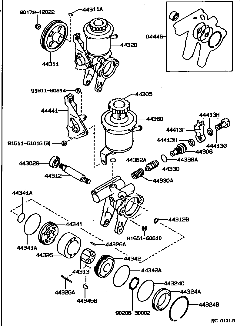 Toyota COROLLA 叶片泵和储油罐(动力转向) EPC diagram — NC0131B