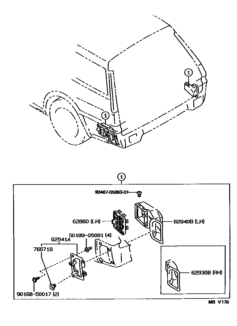 Toyota COROLLA 车侧通风装置 EPC diagram — MBV176