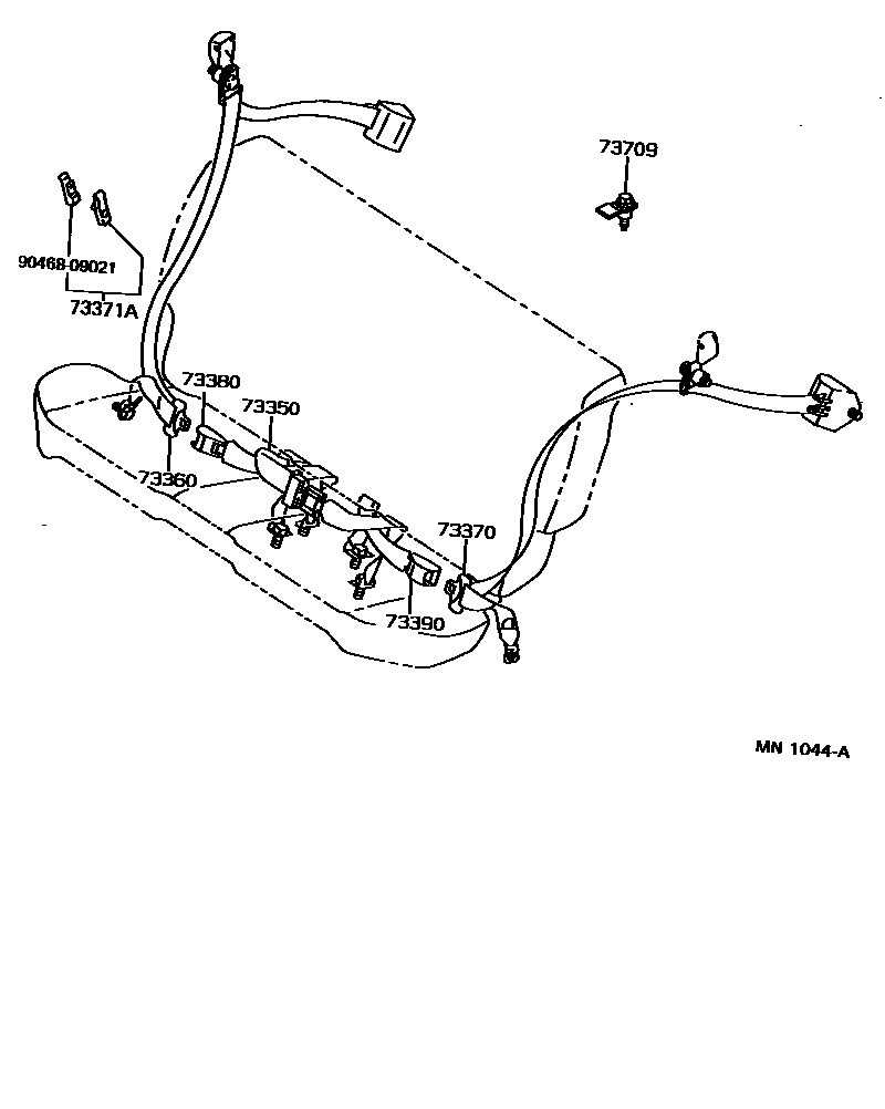 Toyota COROLLA 安全带和儿童保护座椅 EPC diagram — MN1044A