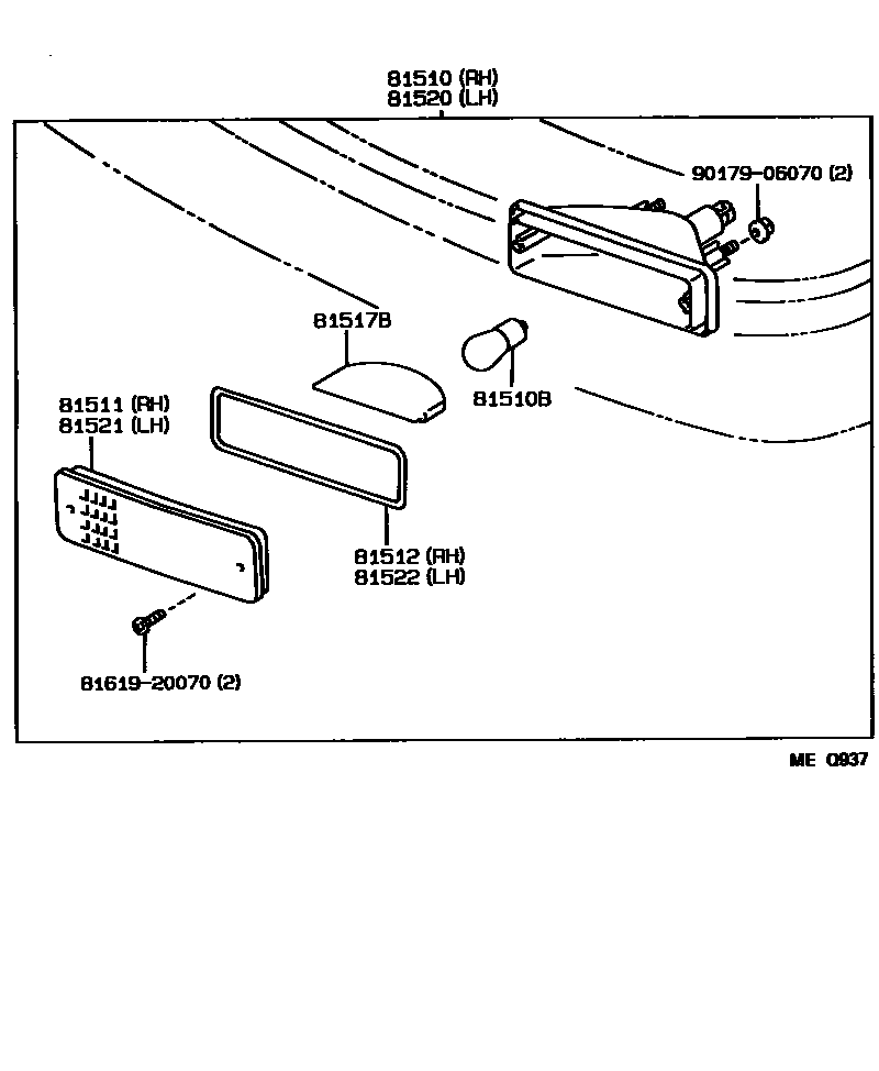Toyota COROLLA 前转向灯 EPC diagram — MEQ937