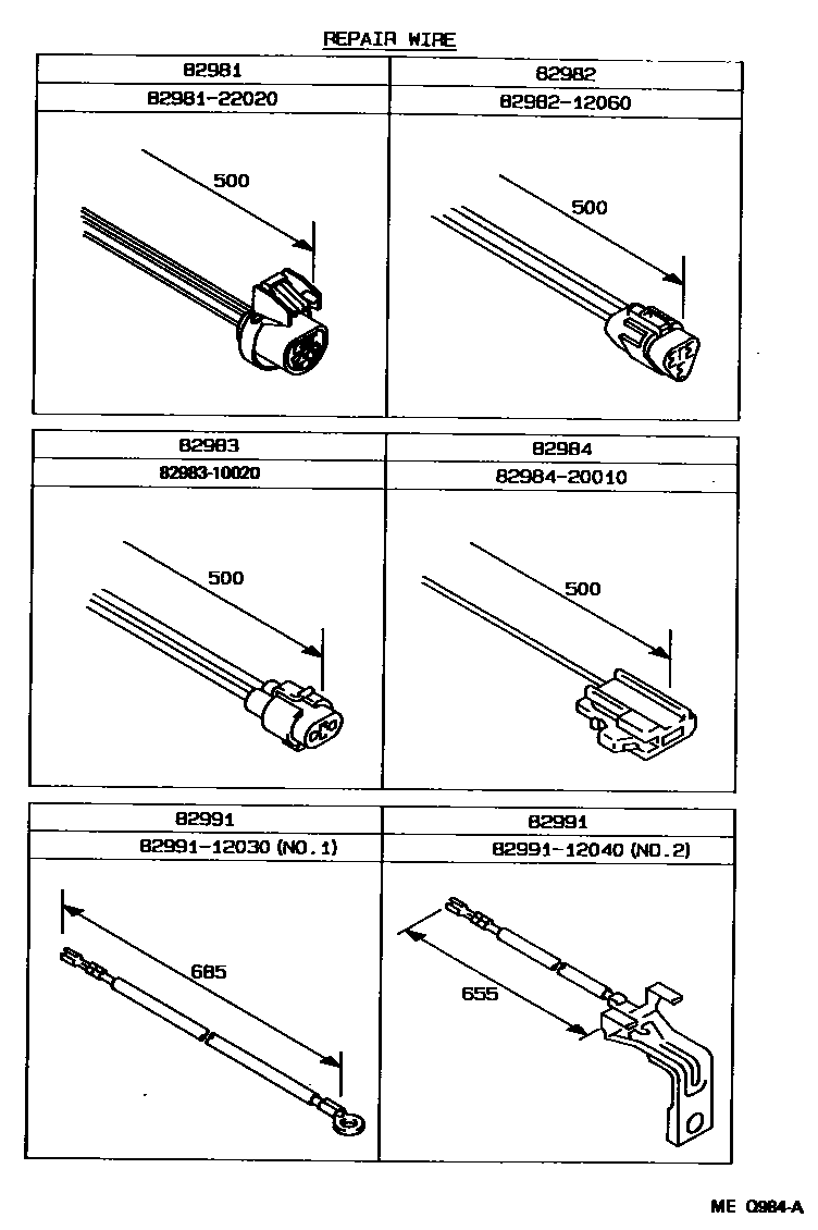 Toyota COROLLA 线束和卡夹 EPC diagram — MEQ984A