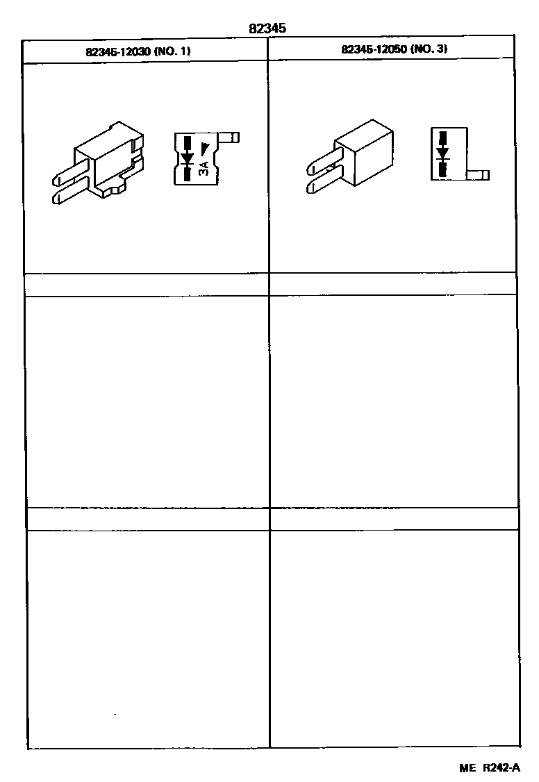 Toyota COROLLA 线束和卡夹 EPC diagram — MER242A