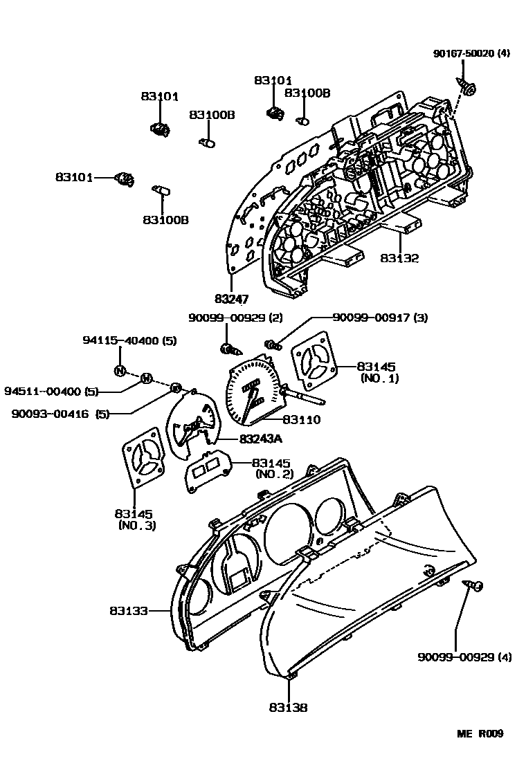 Toyota COROLLA 仪表 EPC diagram — MER009