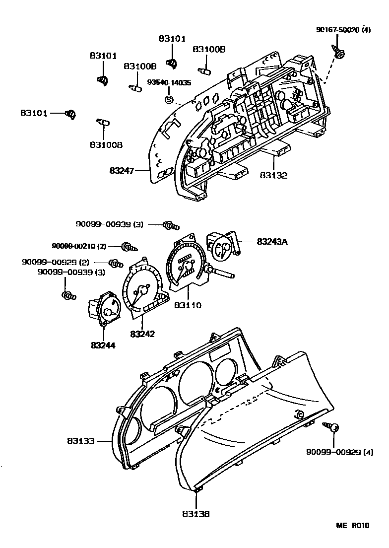 Toyota COROLLA 仪表 EPC diagram — MER010
