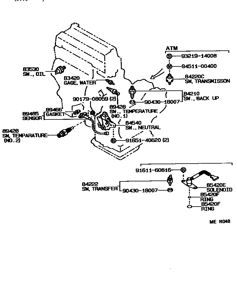 Toyota COROLLA 开关和继电器和ECU EPC diagram — MER048
