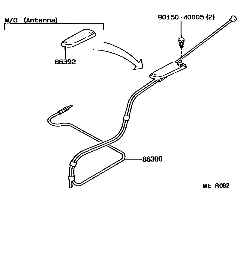 Toyota COROLLA antenna EPC diagram — MER092