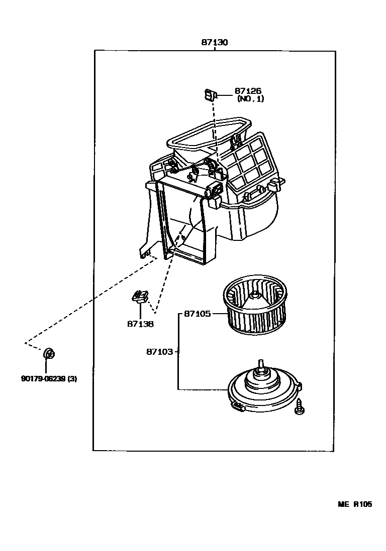 Toyota COROLLA 暖风和空调系统 - 加热装置和鼓风机 EPC diagram — MER105
