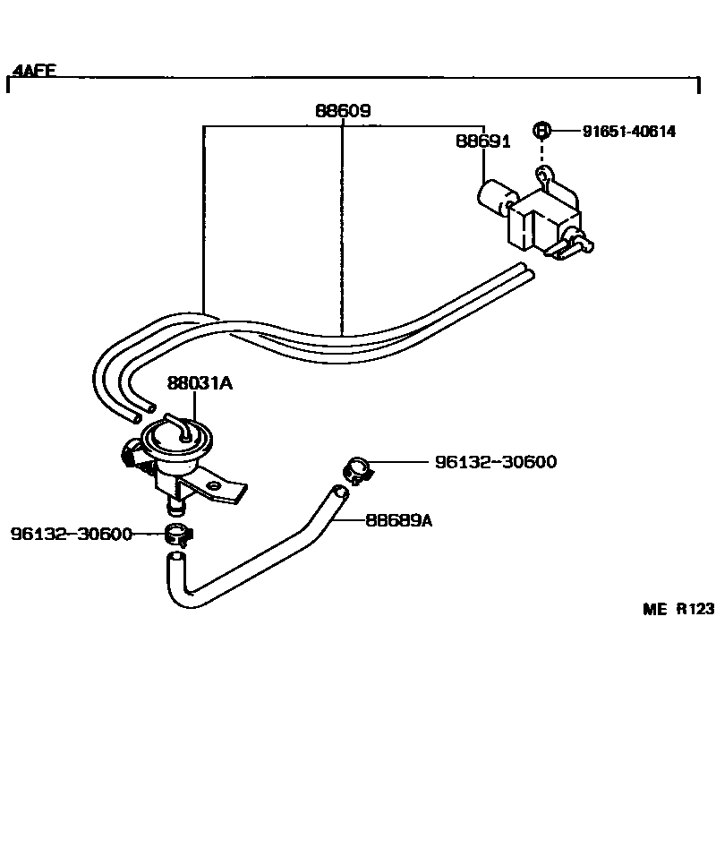 Toyota COROLLA 暖风和空调系统 - 真空管 EPC diagram — MER123