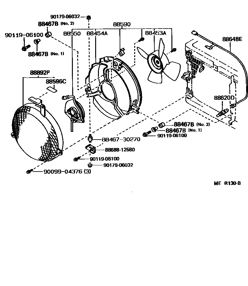 Toyota COROLLA Heating & Air Conditioning - Cooler Piping EPC diagram — MER130B