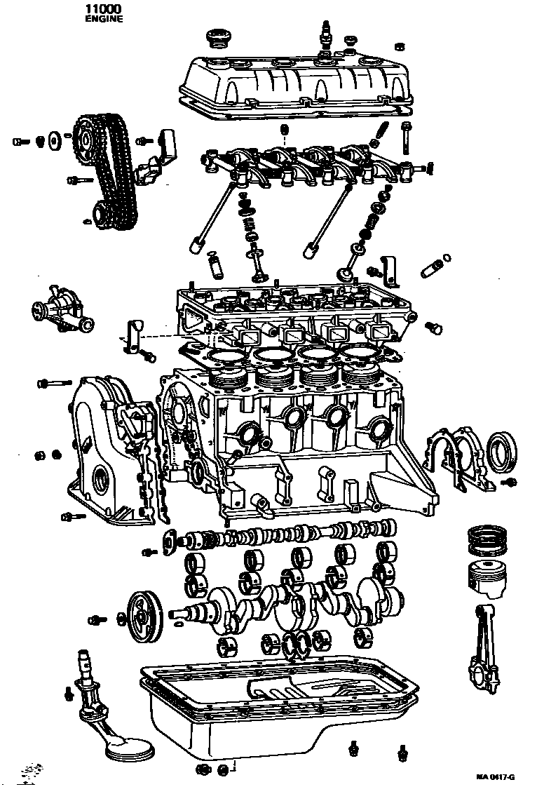 Toyota COROLLA Partial Engine Assembly EPC diagram — MA0417G
