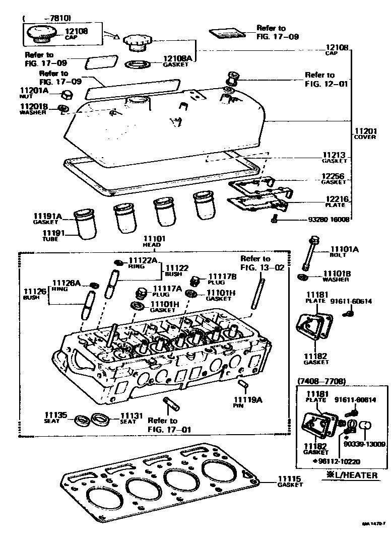 Toyota COROLLA Cylinder Head EPC diagram — MA1470F