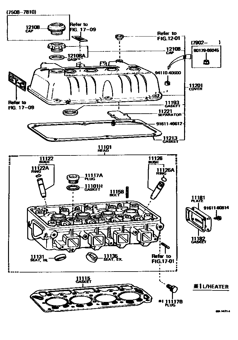 Toyota COROLLA Cylinder Head EPC diagram — MA1471I