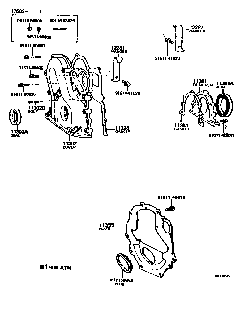 Toyota COROLLA Timing Gear Cover & Rear End Plate EPC diagram — MA8169D