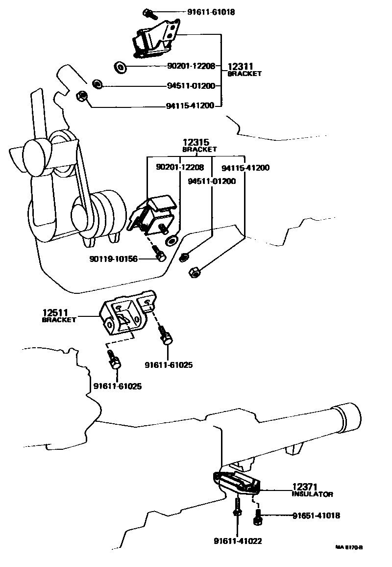 Toyota COROLLA Engine Mounting EPC diagram — MA8170B