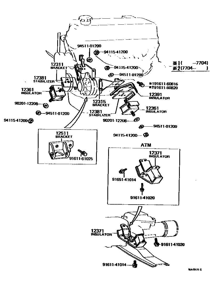 Toyota COROLLA Engine Mounting EPC diagram — MA8171E