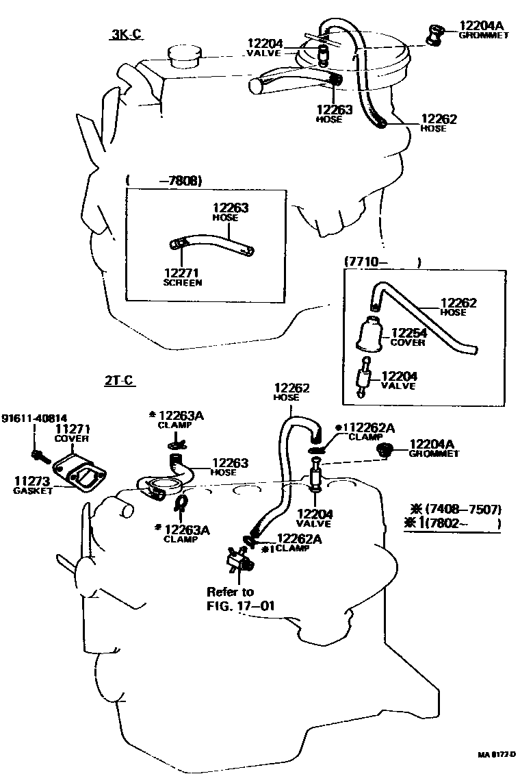 Toyota COROLLA Ventilation Hose EPC diagram — MA8172D
