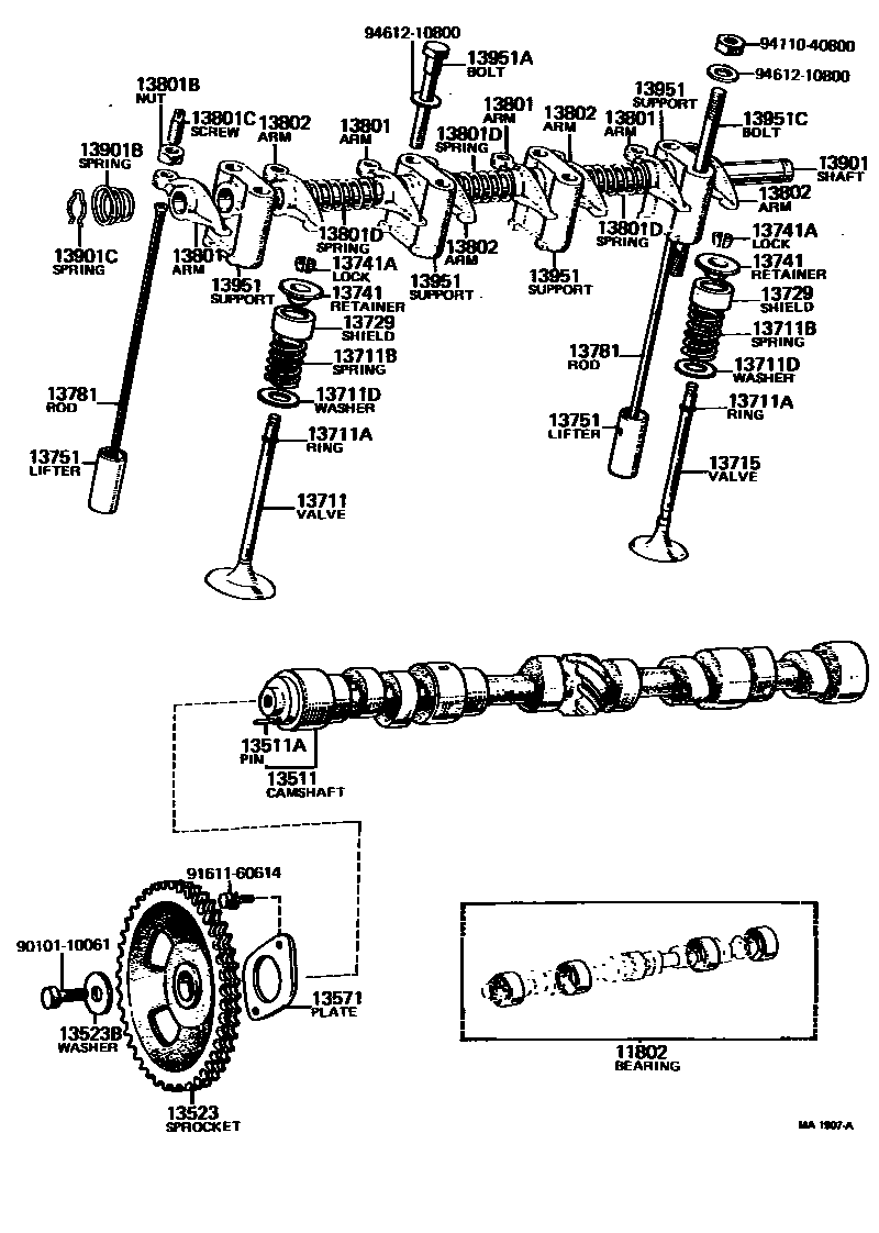 Toyota COROLLA Camshaft & Valve EPC diagram — MA1907A